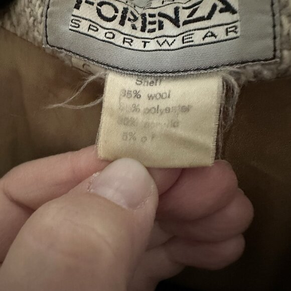 vintage 80s FORENZA coat trench heathered zig zag print the limited wool ivory S - Picture 10 of 11